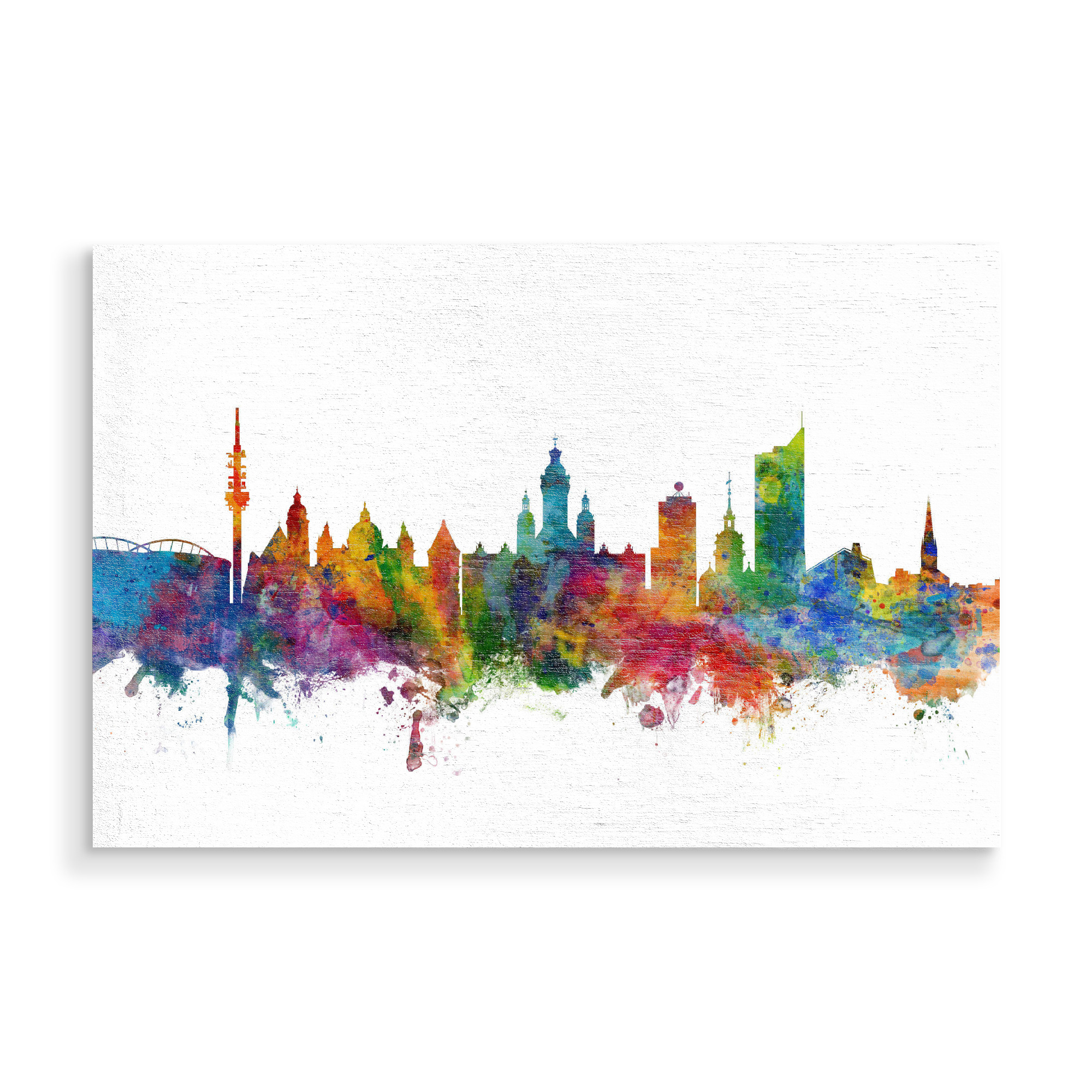 Holzbild "Leipzig Germany Skyline" artboxONE - Städte,Reise