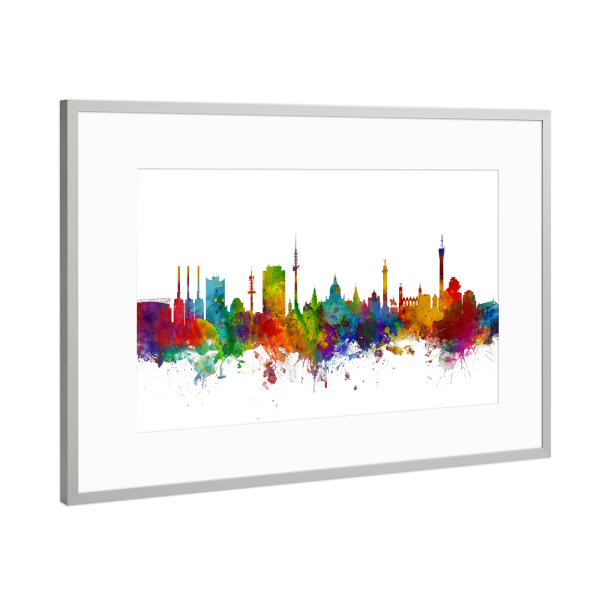 Poster mit Rahmen Silber "Hannover Germany Skyline" artboxONE - Städte,Reise