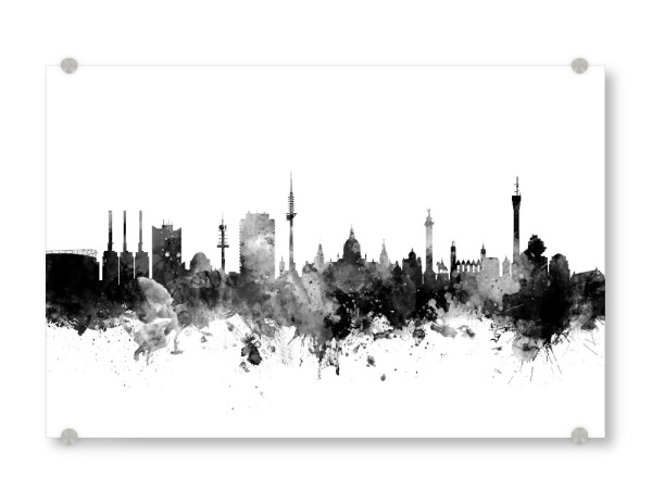 Acrylglasbild "Hannover Germany Skyline 2" artboxONE - Städte,Reise,Schwarzweiß