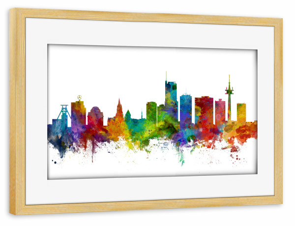 Poster mit Rahmen kiefer "Essen Germany Skyline" artboxONE - Städte,Reise