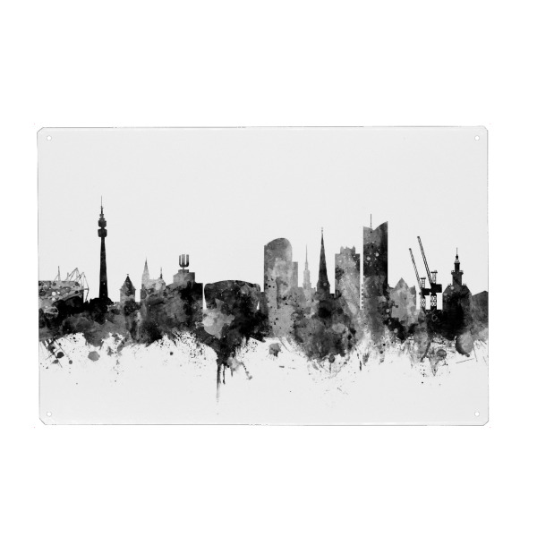 Holzbild "Dortmund Germany Skyline 2" artboxONE - Städte,Reise,Schwarzweiß,Städte / Dresden - Dortmund,Skyline,Germany,Watercolour