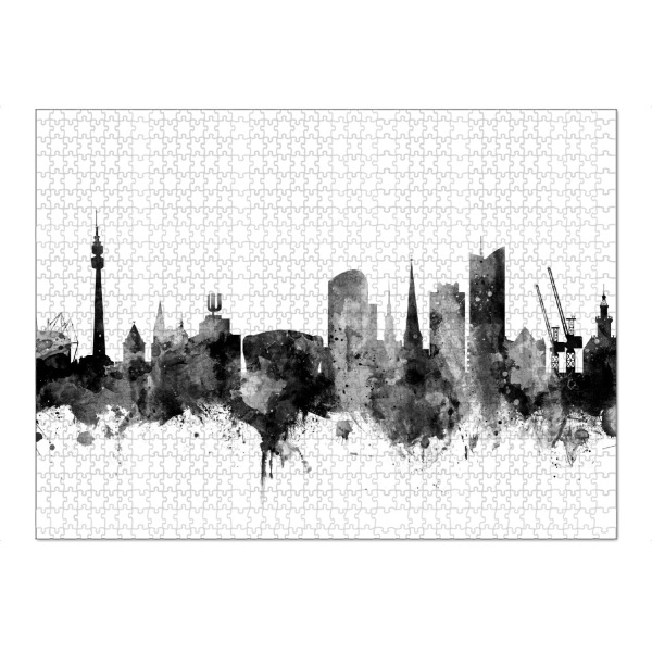 Puzzle Ravensburger "Dortmund Germany Skyline 2" artboxONE - Städte,Reise,Schwarzweiß,Städte / Dresden - Dortmund,Skyline,Germany,Watercolour