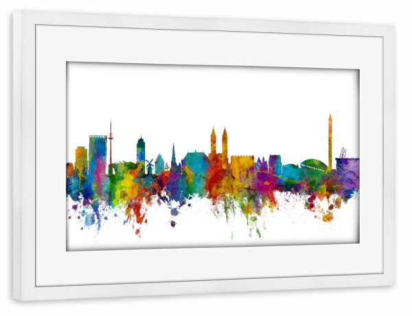 Poster mit Rahmen weiß "Bremen Germany Skyline" artboxONE - Städte,Reise