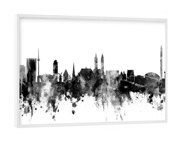 Poster mit weißem Rahmen "Bremen Germany Skyline 2" artboxONE - Städte,Reise,Schwarzweiß