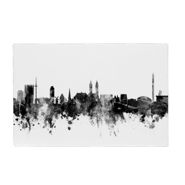 Metall Poster "Bremen Germany Skyline 2" artboxONE - Städte,Reise,Schwarzweiß