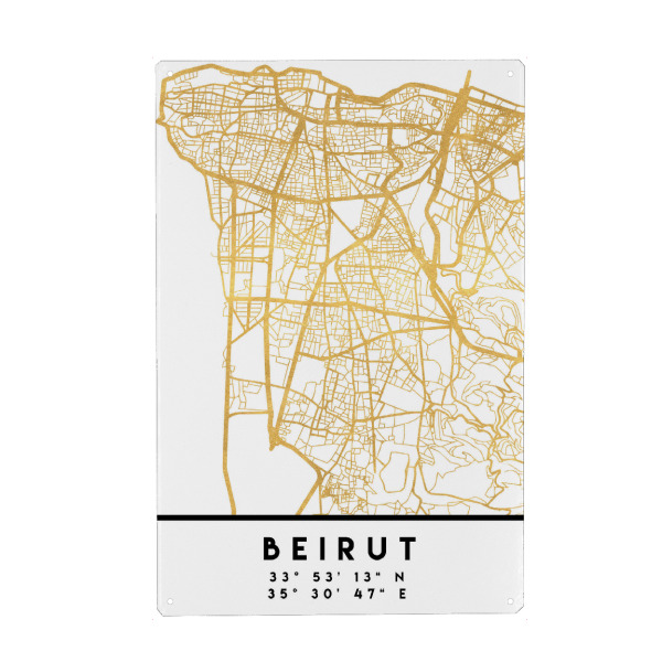 Metall Poster "BEIRUT LEBANON STREET MAP ART" artboxONE - Städte,Reise,Kartografie