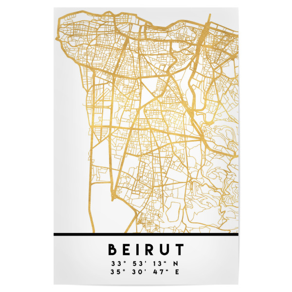 Poster "BEIRUT LEBANON STREET MAP ART" artboxONE - Städte,Reise,Kartografie