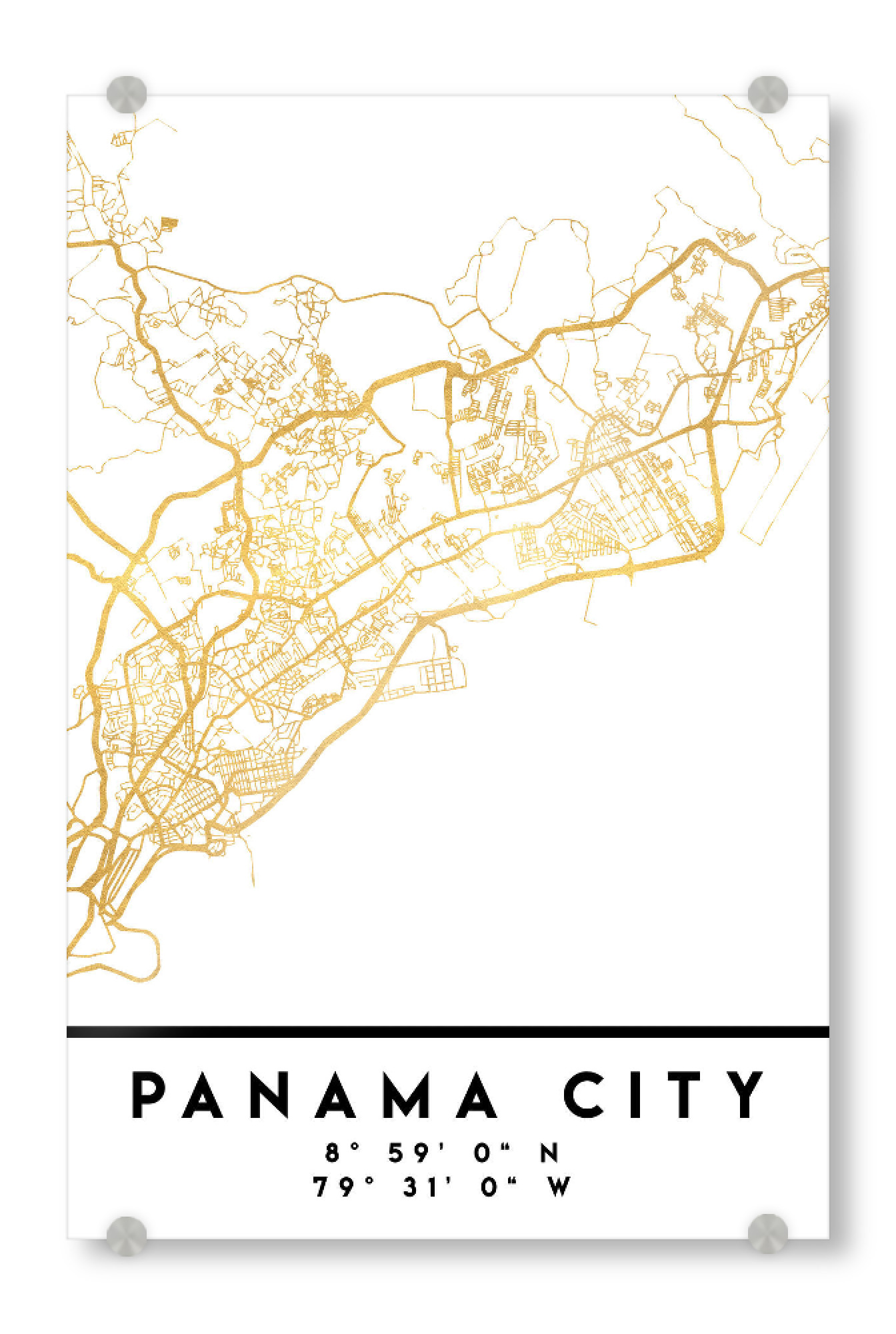Acrylglasbild "PANAMA CITY STREET MAP ART" artboxONE - Städte,Reise,Kartografie
