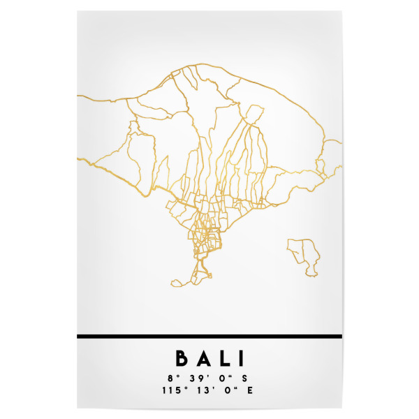 Poster "BALI INDONESIA STREET MAP ART" artboxONE - Städte,Reise,Reise / Asien,Kartografie