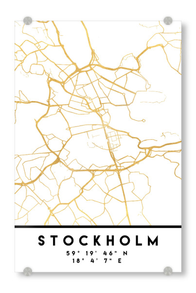 Acrylglasbild "STOCKHOLM SWEDEN STREET MAP ART" artboxONE - Städte,Reise,Städte / Stockholm,Kartografie