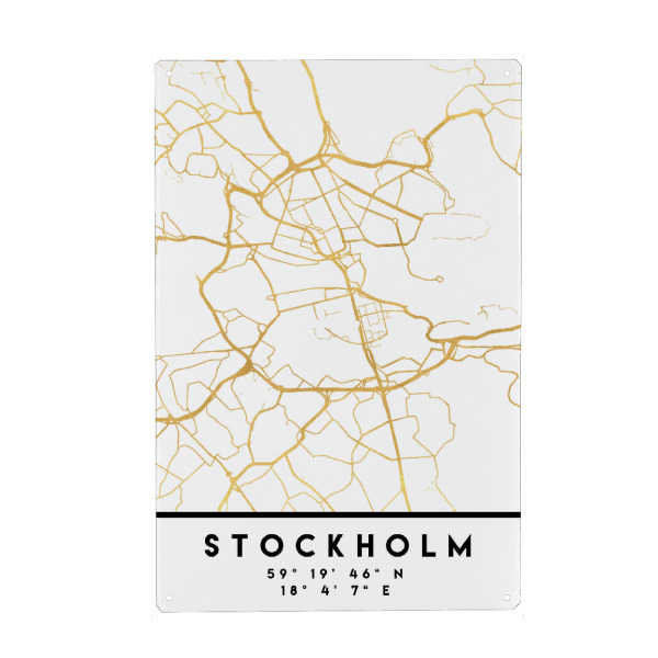 Holzbild "STOCKHOLM SWEDEN STREET MAP ART" artboxONE - Städte,Reise,Städte / Stockholm,Kartografie