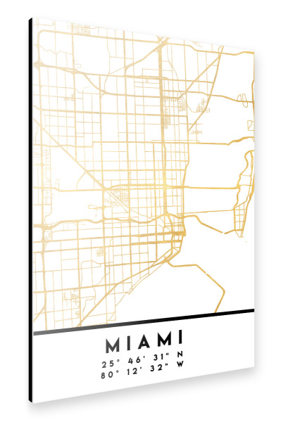Alu-Dibond "MIAMI FLORIDA STREET MAP ART" 30x20 cm artboxONE