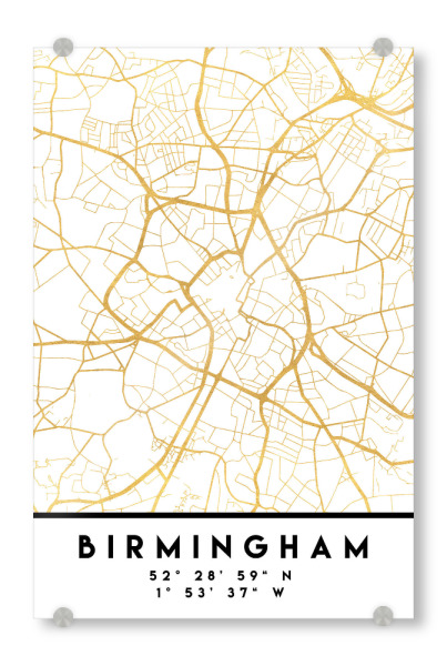 Acrylglasbild "BIRMINGHAM ENGLAND STREET MAP ART" artboxONE - Städte,Reise,Kartografie
