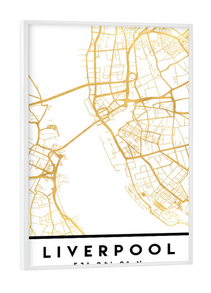 Poster mit weißem Rahmen "LIVERPOOL ENGLAND STREET MAP ART" artboxONE - Städte,Reise,Kartografie