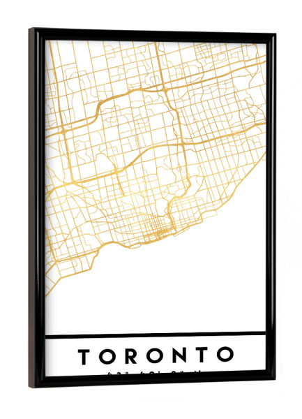 Poster mit schwarzem Rahmen "TORONTO CANADA STREET MAP ART" artboxONE - Städte,Reise,Kartografie