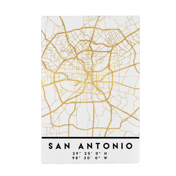 Holzbild "SAN ANTONIO TEXAS STREET MAP" artboxONE - Städte,Reise,Kartografie