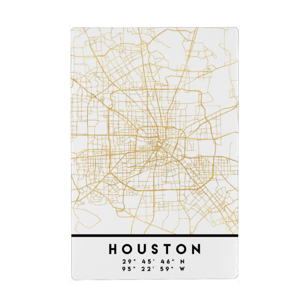 Holzbild "HOUSTON TEXAS STREET MAP ART" artboxONE - Städte,Reise,Kartografie