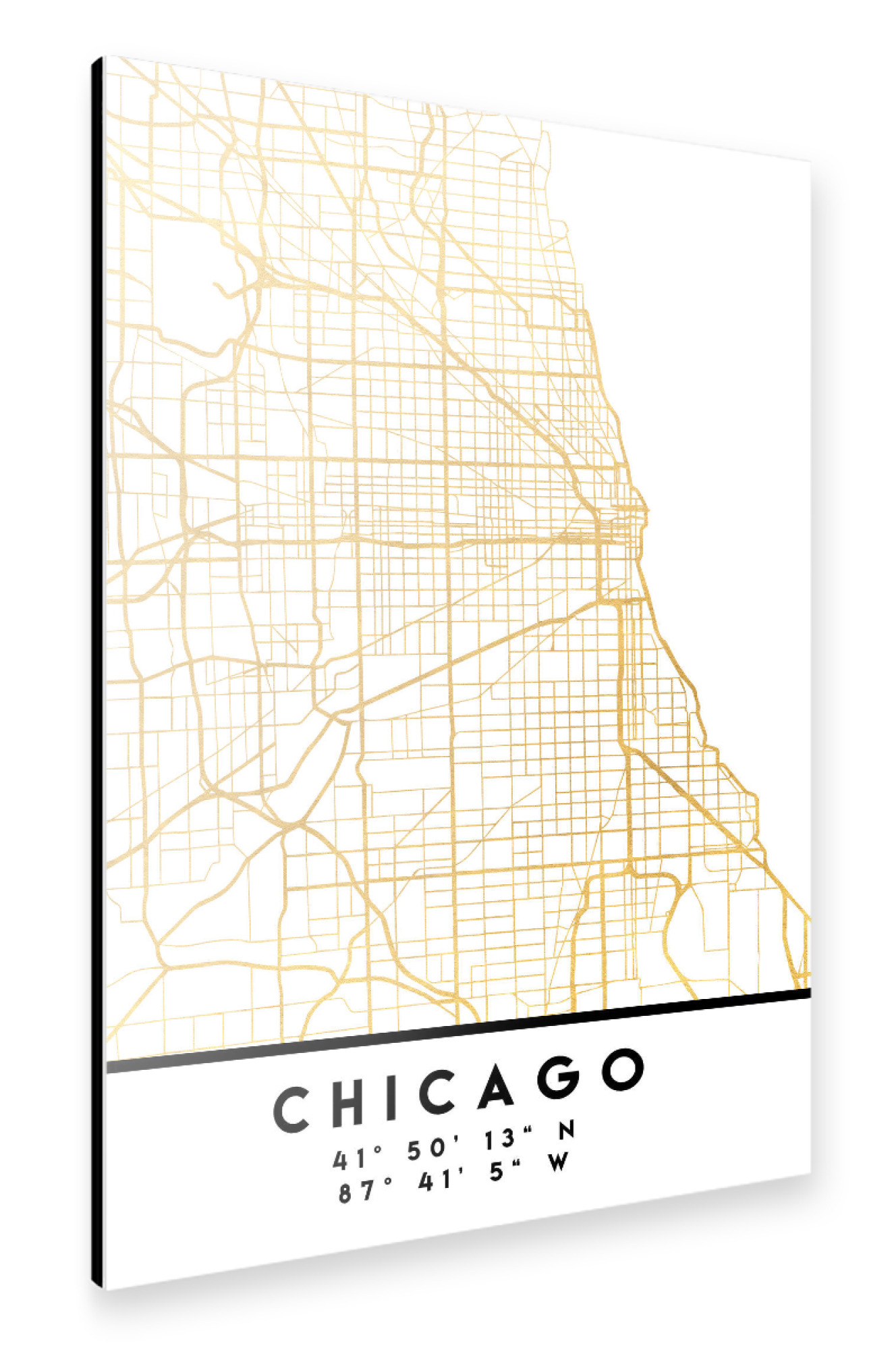 Alu-Dibond "CHICAGO ILLINOIS CITY MAP ART" 30x20 cm artboxONE