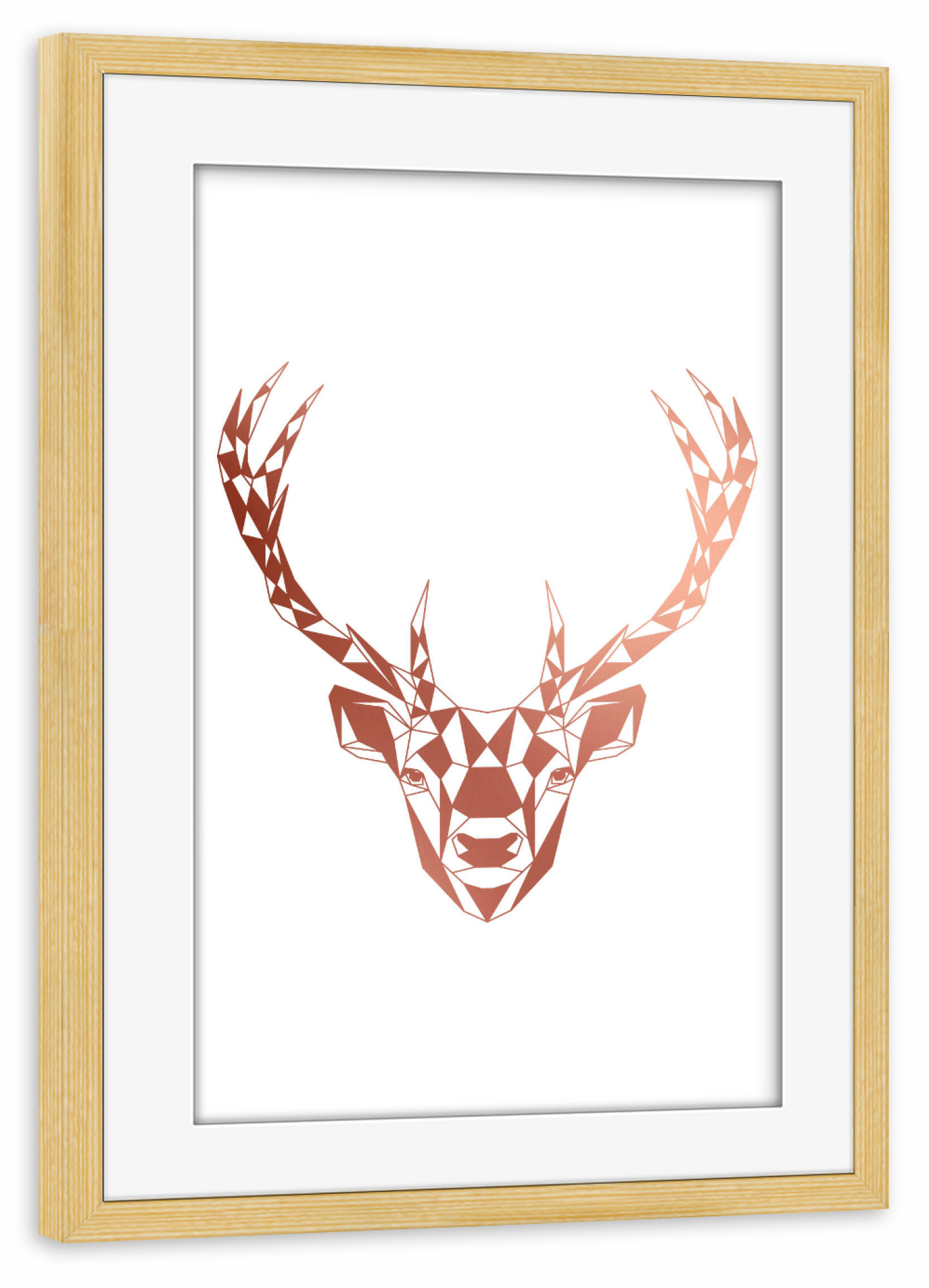 Poster mit Rahmen kiefer "Geometric Deer Head Rose Gold" artboxONE - Natur,Abstrakt,Geometrie