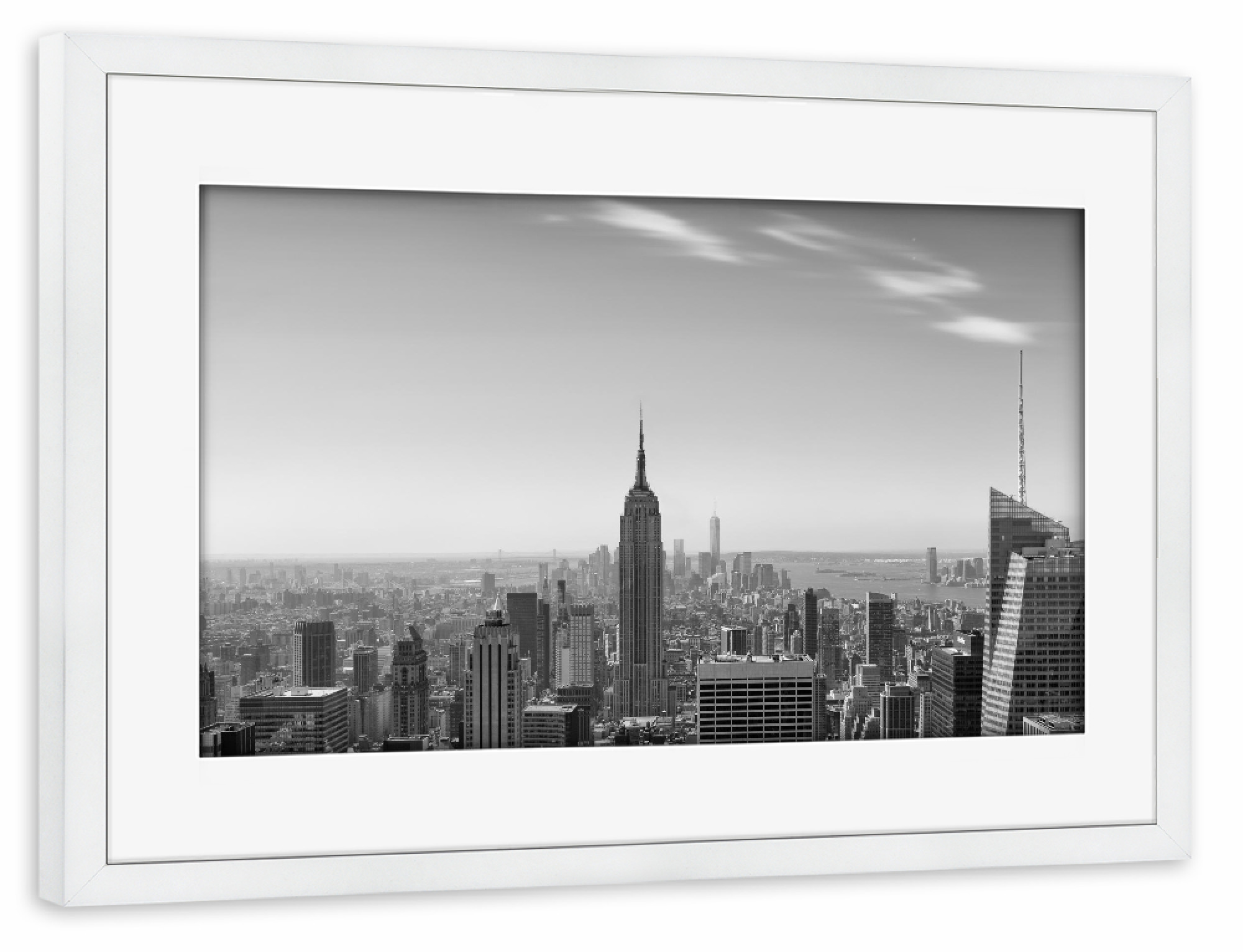 Poster mit Rahmen weiß "Empire State Building - New York" artboxONE - Städte,Städte / New York,Reise,Schwarzweiß,Architektur