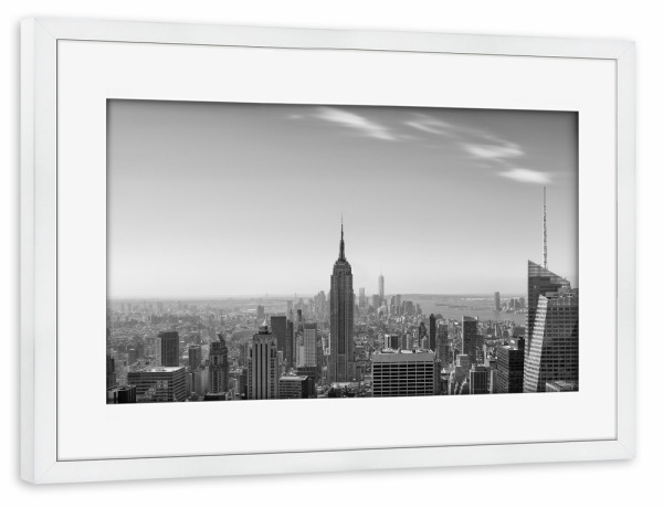 Poster mit Rahmen weiß "Empire State Building - New York" artboxONE - Städte,Städte / New York,Reise,Schwarzweiß,Architektur