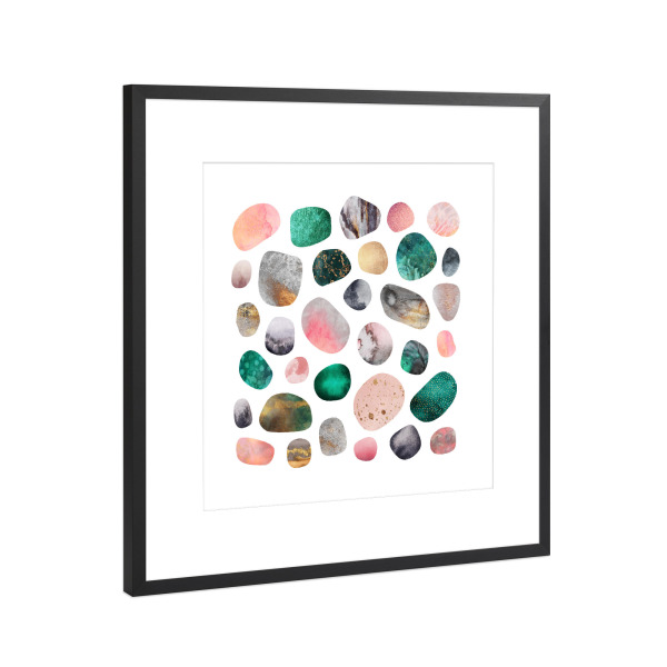Poster mit Rahmen Schwarz (Metallic) "Pretty Pebbles" artboxONE - Natur,Abstrakt