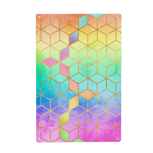 Metall Poster "Rainbow Cubes" artboxONE - Abstrakt,Geometrie