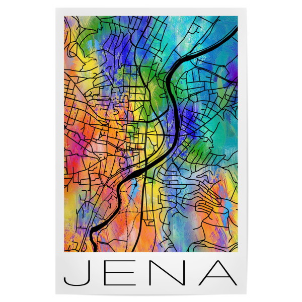 Poster 30x20 cm "Retro Map of Jena Germany 3" artboxONE - Städte,Reise,Städte / Weitere - Retro,Map,Jena,Germany,Watercolor,Street map