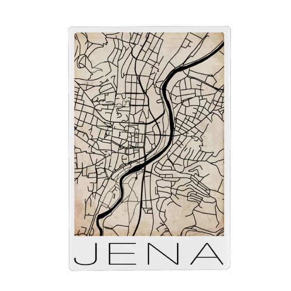 Holzbild "Retro Map of Jena Germany 2" artboxONE - Städte,Reise,Städte / Weitere - Retro,Map,Jena,Germany,Street amp,Grunge