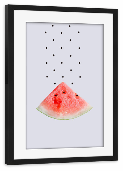 Poster mit Rahmen schwarz "Watermelon v2" artboxONE - Essen & Trinken - Watermelon,Fruit,Food,Collage,Wassermelone,Water melon,Frucht,Regen,Sommer