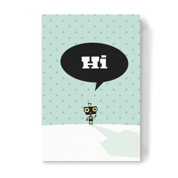 Leinwandbild "Hi kleiner Roboter" artboxONE - Typografie,Für Kinder,Comic,Fiktion