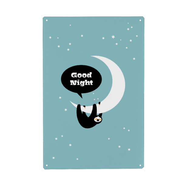 Metall Poster "Good Night Faultier" artboxONE - Typografie,Für Kinder,Tiere,Fiktion