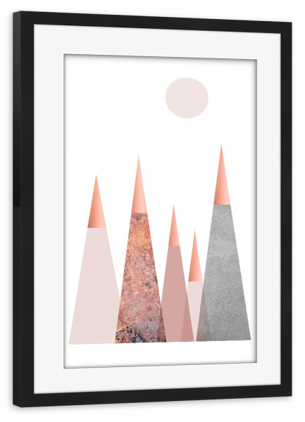 Poster mit Rahmen schwarz "Scandi Mountains 2" artboxONE - Natur,Abstrakt,Geometrie,Festivals