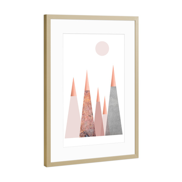 Poster mit Rahmen Gold "Scandi Mountains 2" artboxONE - Natur,Abstrakt,Geometrie,Festivals