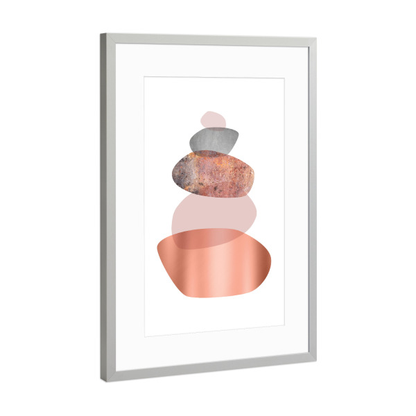 Poster mit Rahmen Silber "Blush and Rose Gold Balance" artboxONE - Abstrakt,Geometrie,Festivals
