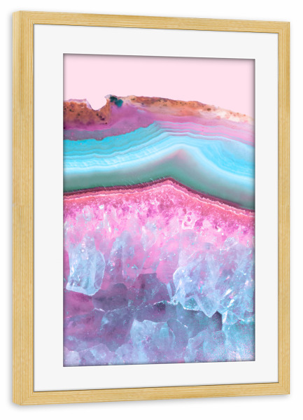 Poster mit Rahmen kiefer "Rose Quartz and Serenity Agate" artboxONE - Natur,Abstrakt,Marmor