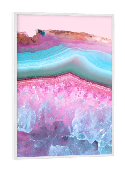 Poster mit weißem Rahmen "Rose Quartz and Serenity Agate" artboxONE - Natur,Abstrakt,Marmor