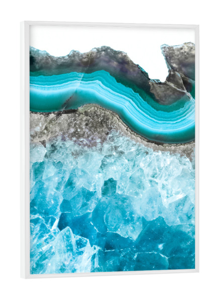 Poster mit weißem Rahmen "Sea Agate with Amethyst Crystals" artboxONE - Abstrakt,Marmor