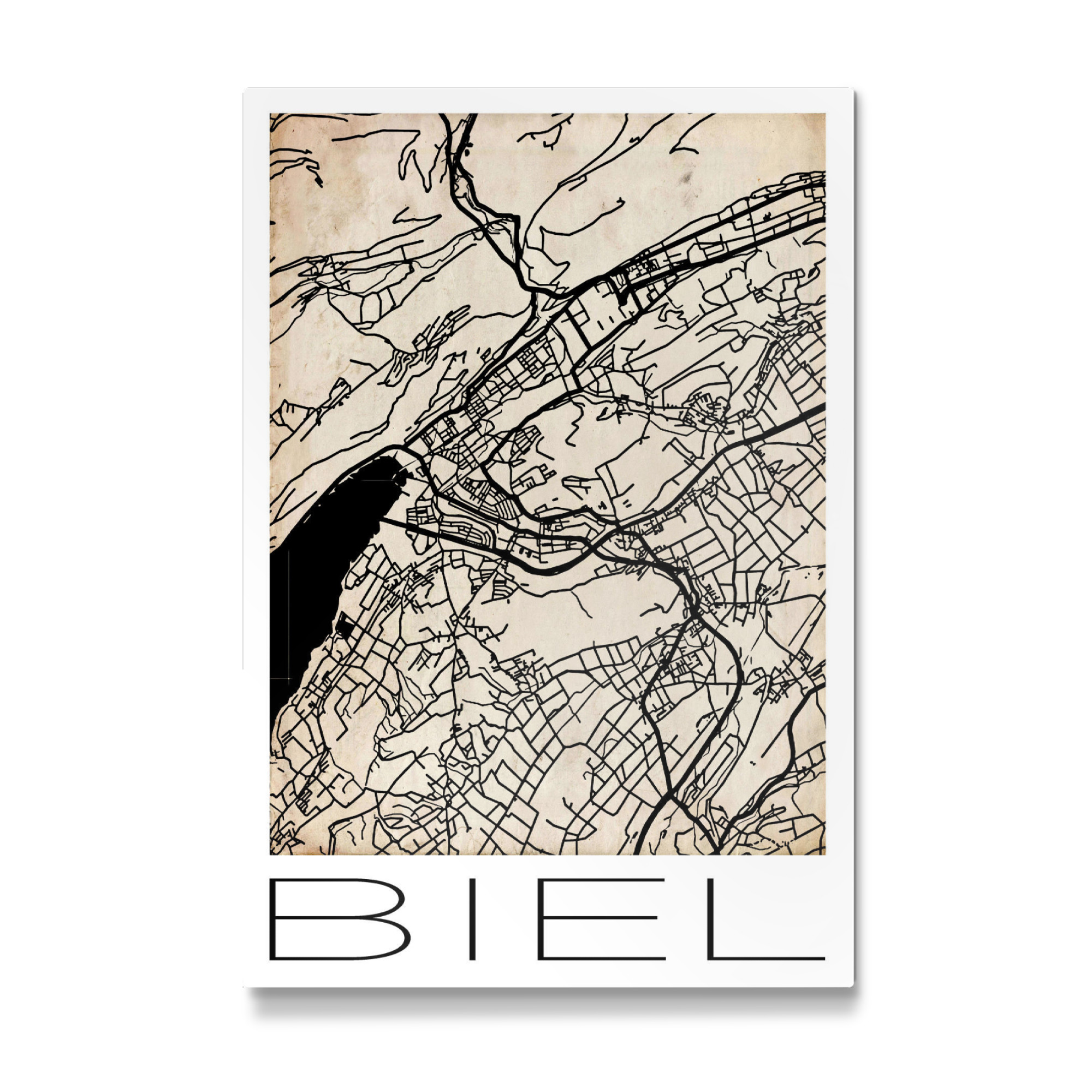 Galerie-Print "Retro Map of Biel Switzerland 3" 30x20 cm artboxONE