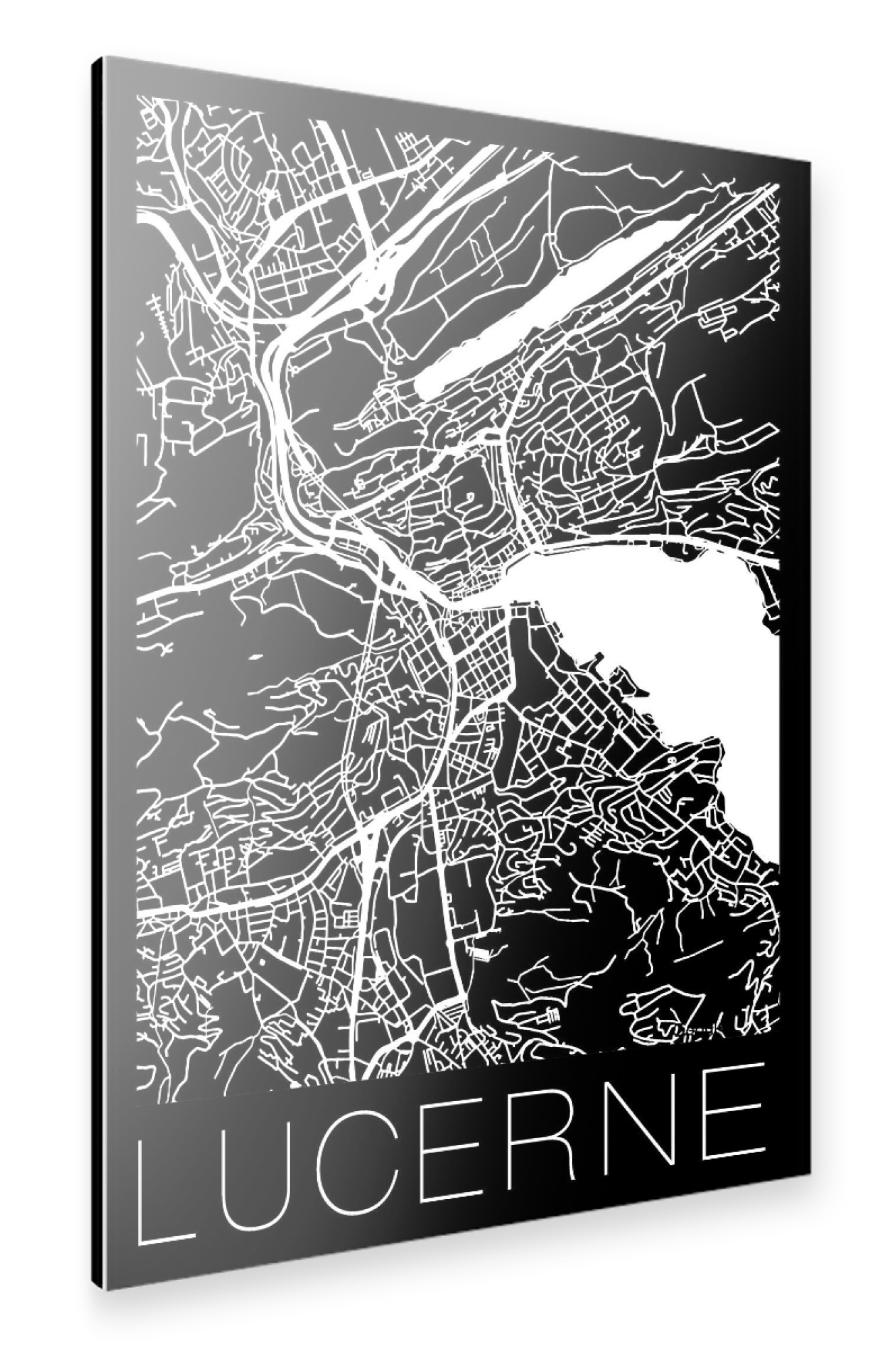 Alu-Dibond "Retro Map of Lucerne Switzerland" 30x20 cm artboxONE