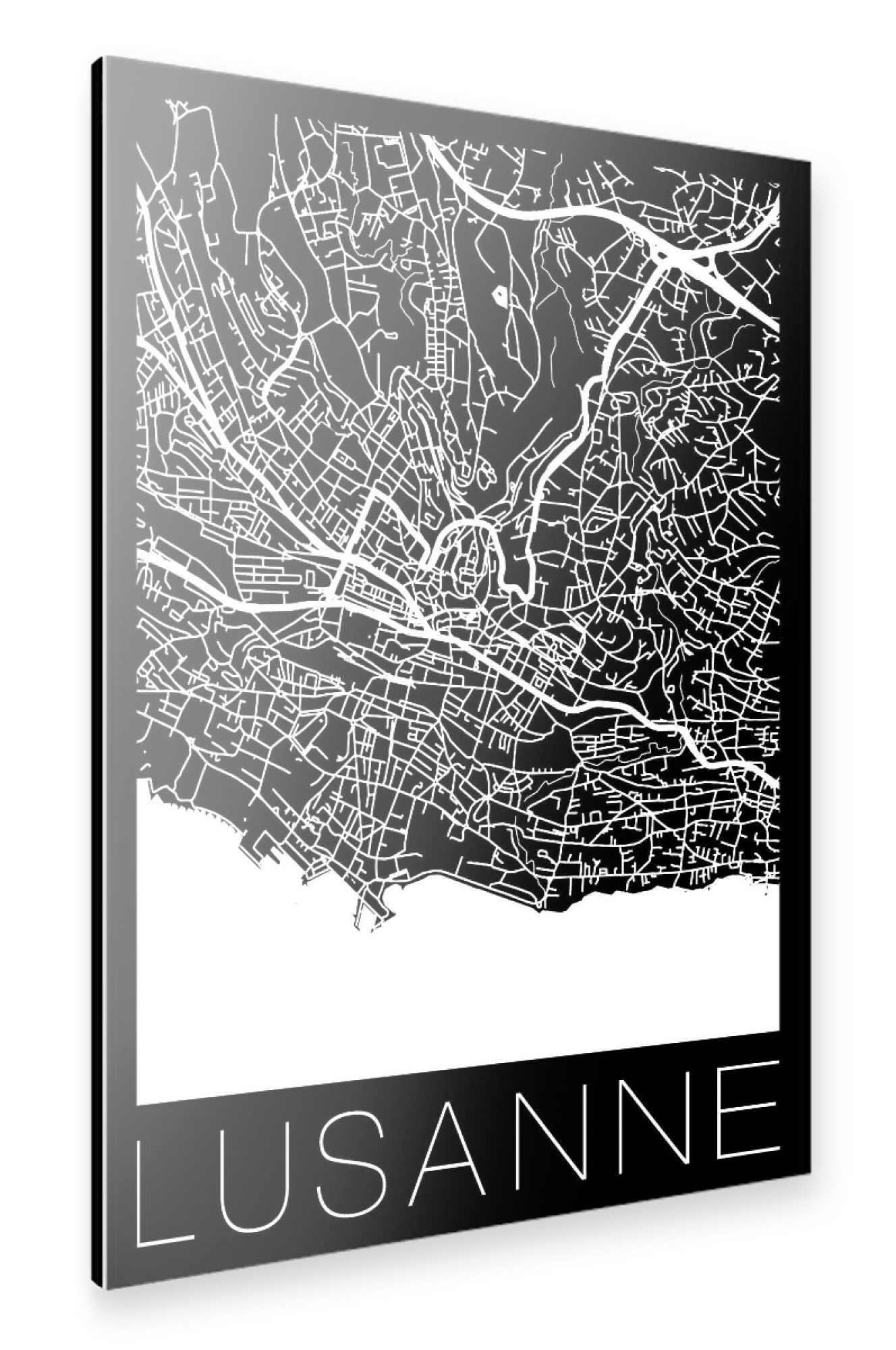 Alu-Dibond "Retro Map Lausanne Switzerland" 75x50 cm artboxONE