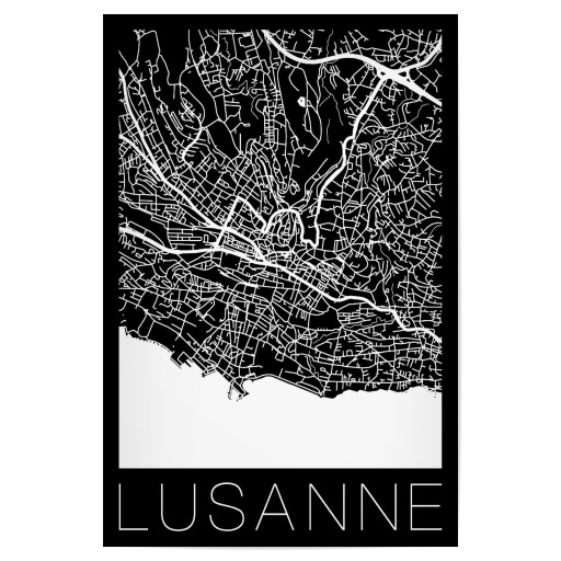 Retro Map Lausanne Switzerland