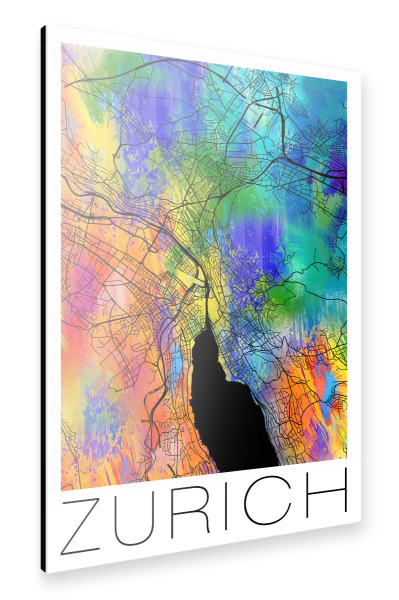 Alu-Dibond "Retro Map of Zurich Switzerland 2" 30x20 cm artboxONE