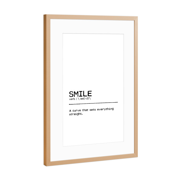 Poster mit Rahmen Kupfer "Smile Quote" artboxONE - Typografie,Schwarzweiß,Liebe,Lustig