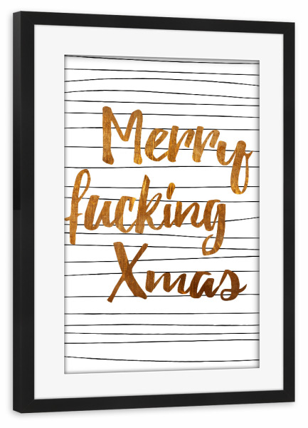 Poster mit Rahmen schwarz "Merry Xmas 2" artboxONE - Typografie,Schwarzweiß,Weihnachten