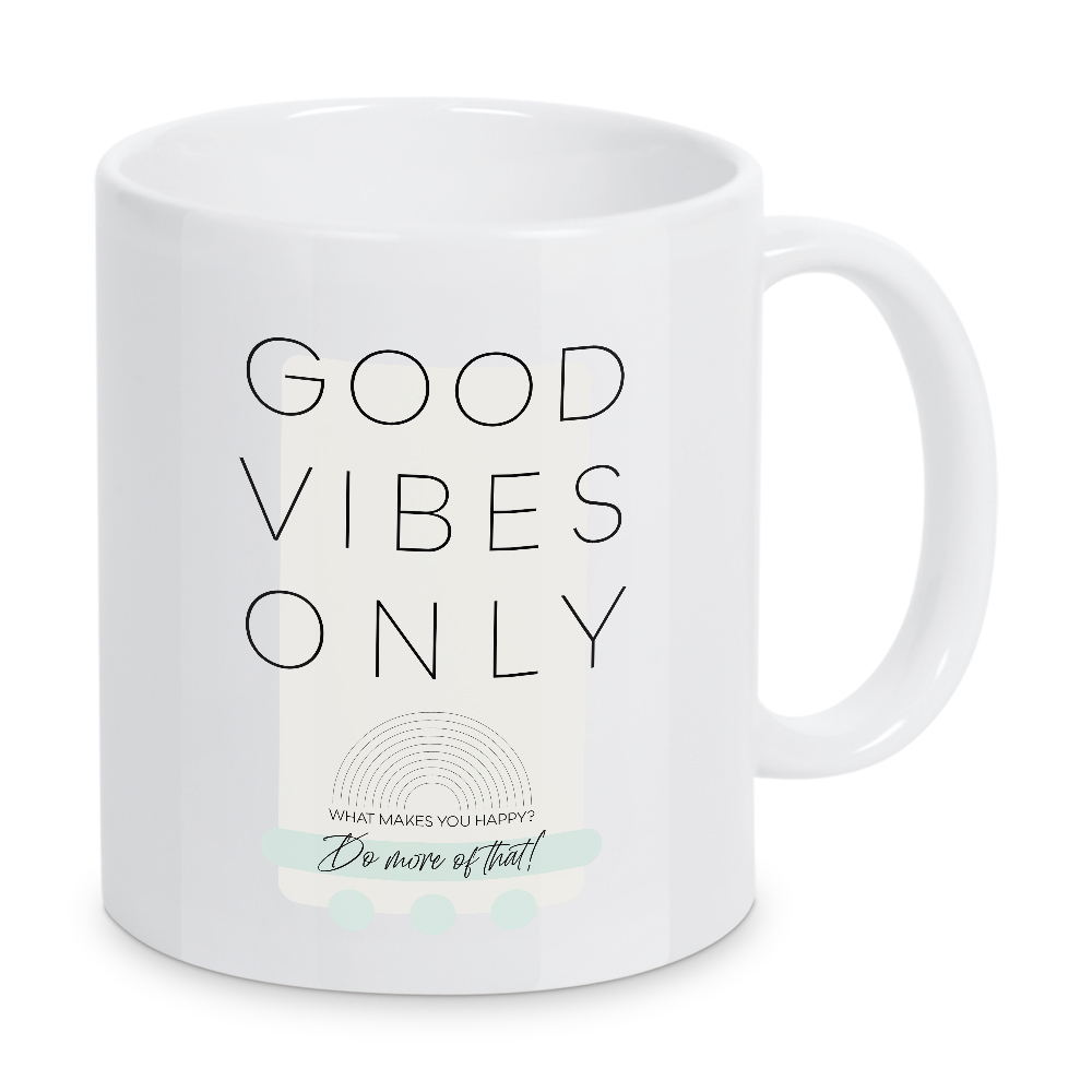 Tasse "What makes you happy - türkis" artboxONE - Typografie