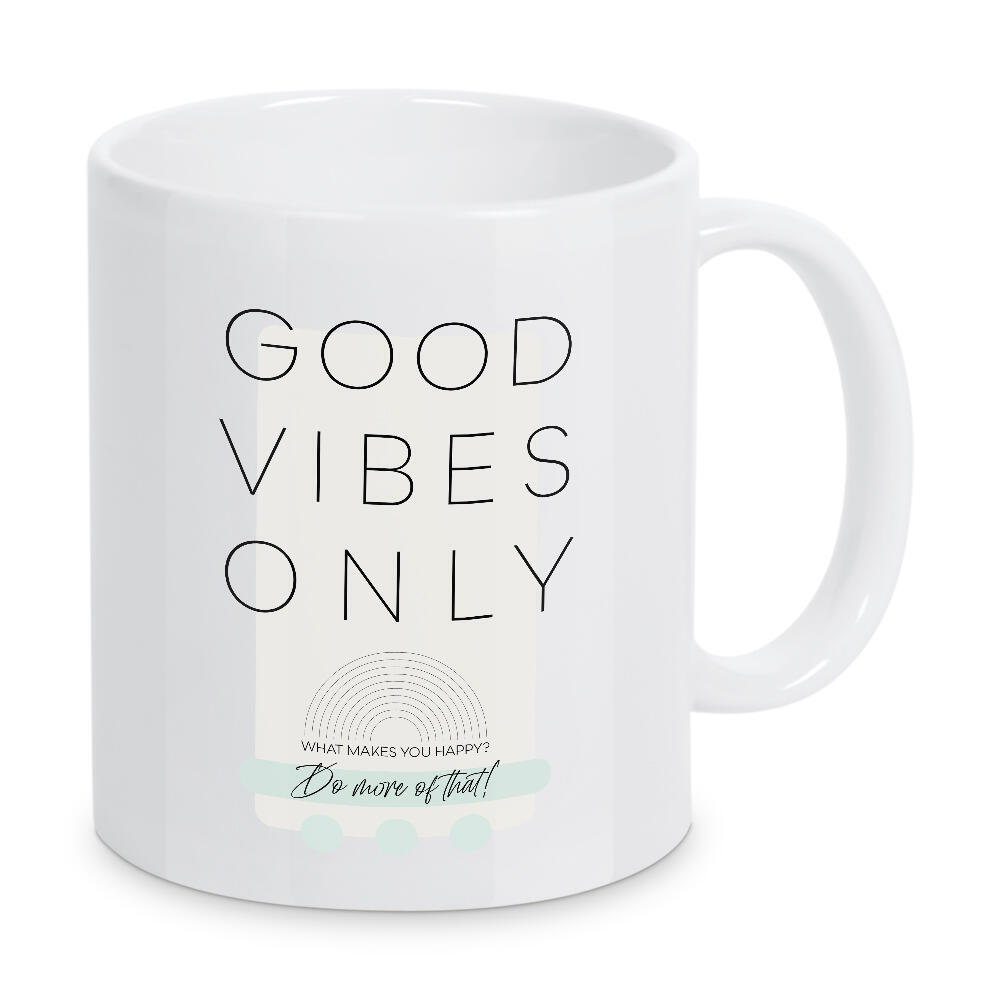 Tasse "What makes you happy - türkis" artboxONE - Typografie