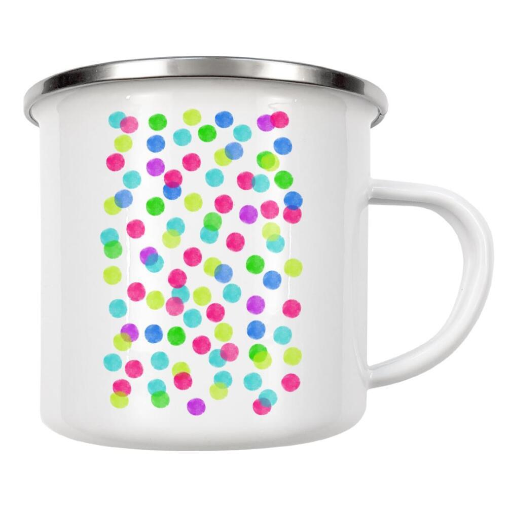 Emaille Tasse "Colorful dots II" artboxONE - Abstrakt - Dots,Druck,Bunt,Colorful,Punkte,Glitzer,Konfetti