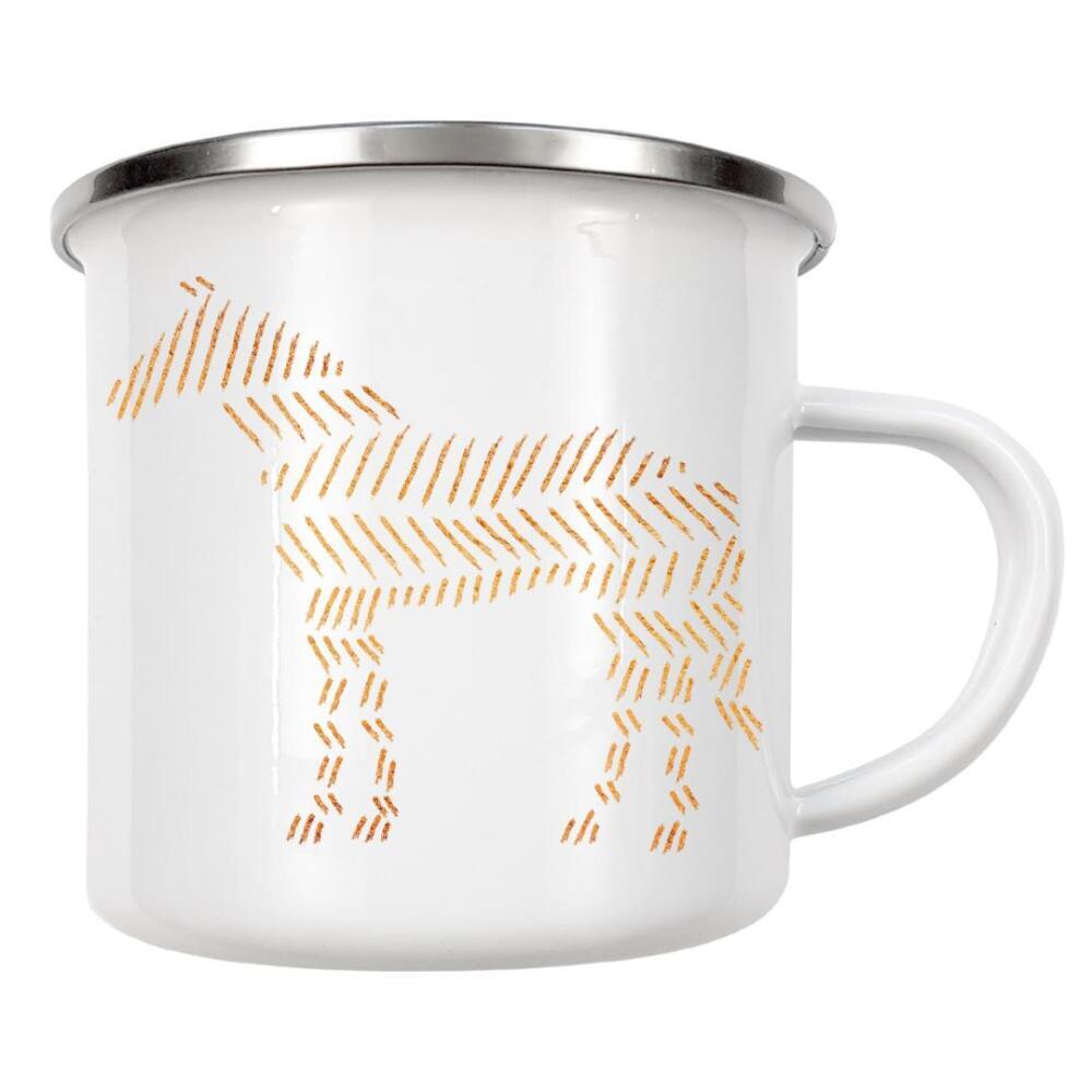 Emaille Tasse "Horse" artboxONE - Tiere,Abstrakt - Pferd,Pferd,Tiere,Tiere,Gold,Golden,Schimmer,Muster,Azteke,Goldglanz,Glanz