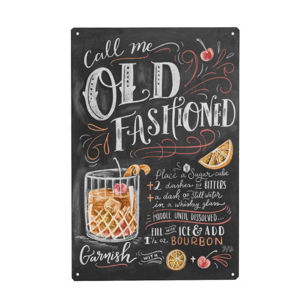 Metall Poster "Oldfashioned" artboxONE - Typografie,Essen & Trinken,Essen & Trinken / Alkohol